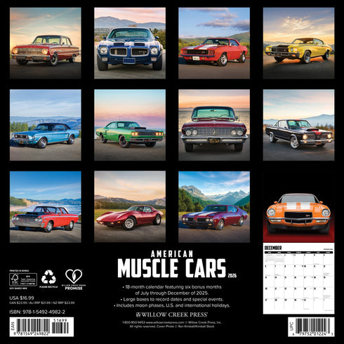 2026 AMERICAN MUSCLE CARS WALL CALENDAR