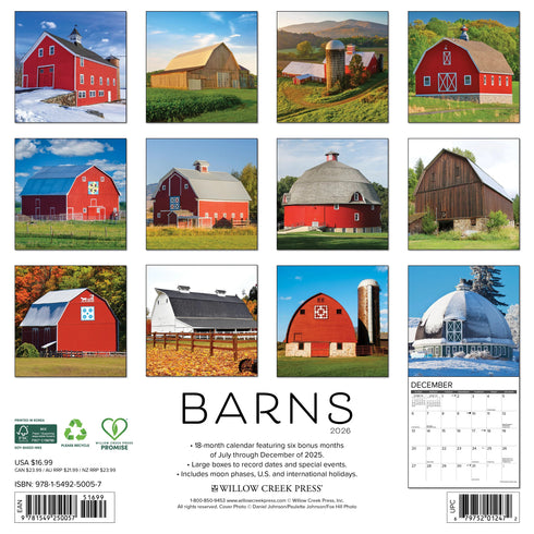 2026 BARNS WALL CALENDAR