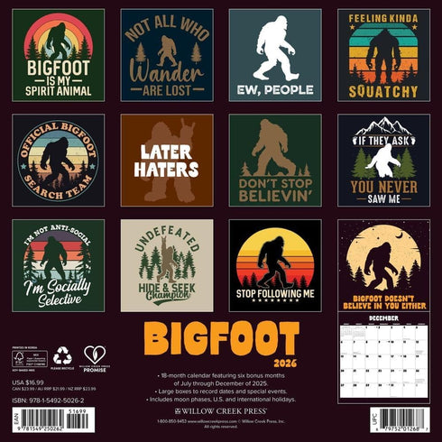 2026 BIGFOOT WALL CALENDAR