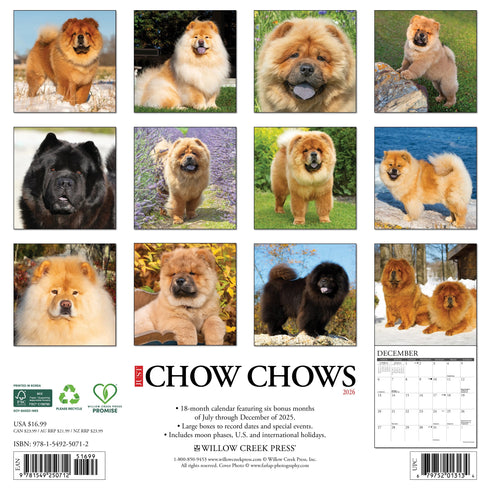 2026 CHOW CHOWS WALL CALENDAR