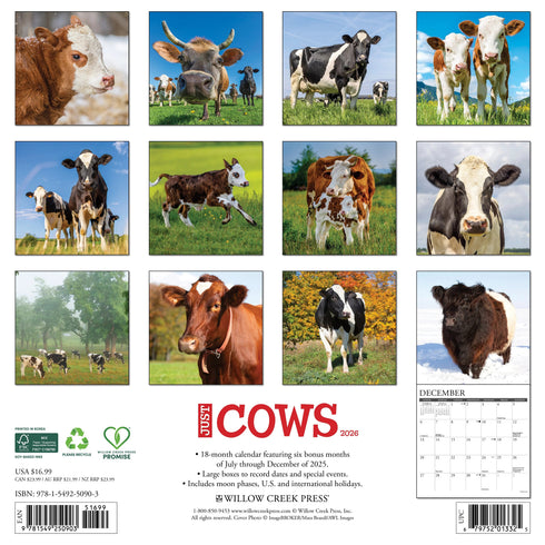 2026 COWS WALL CALENDAR