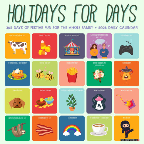 2026 HOLIDAYS FOR DAYS WALL CALENDAR