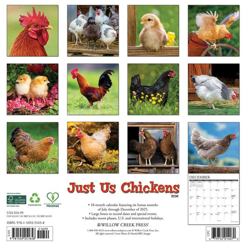 2026 JUST US CHICKENS WALL CALENDAR