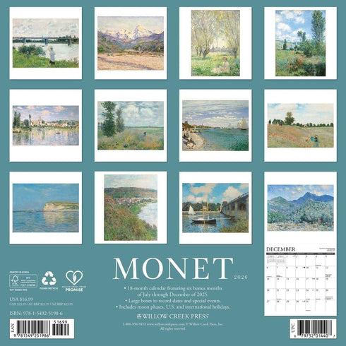 2026 MONET WALL CALENDAR