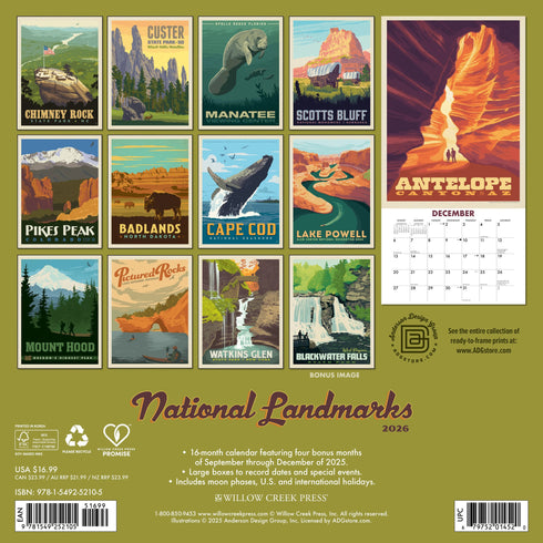 2026 NATIONAL LANDMARKS (ADG) WALL CALENDAR