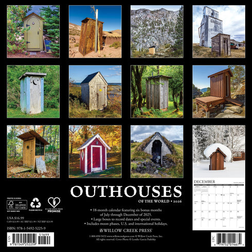 2026 OUTHOUSES OF THE WORLD WALL CALENDAR