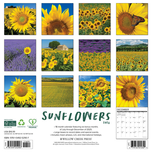 2026 SUNFLOWERS WALL CALENDAR