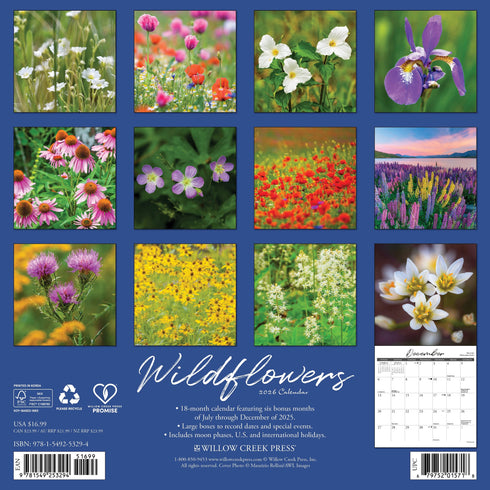 2026 WILDFLOWERS WALL CALENDAR