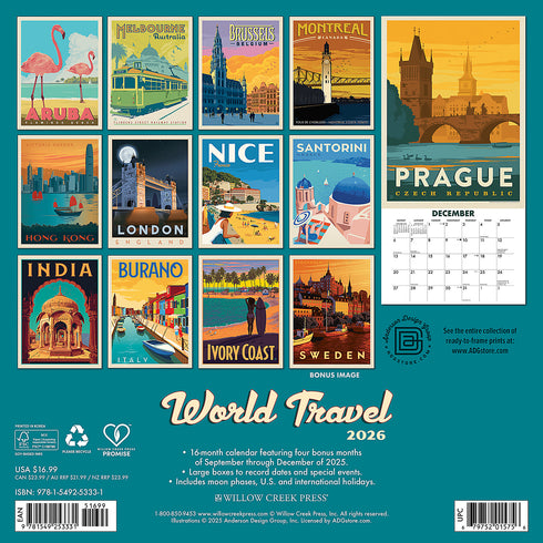 2026 WORLD TRAVEL (ADG) WALL CALENDAR