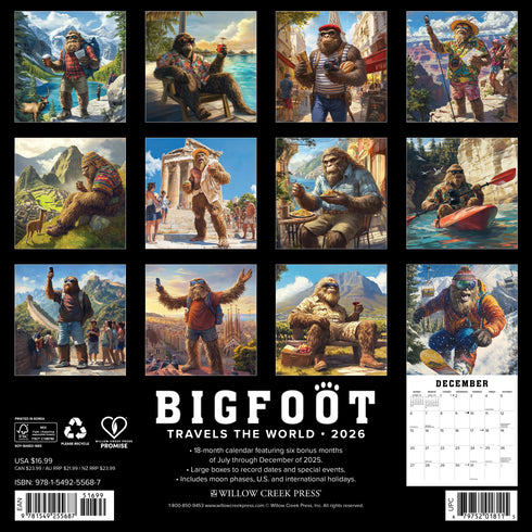 2026 BIGFOOT TRAVELS THE WORLD WALL CALENDAR