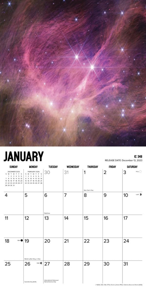 2026 JAMES WEBB SPACE TELESCOPE WALL CALENDAR