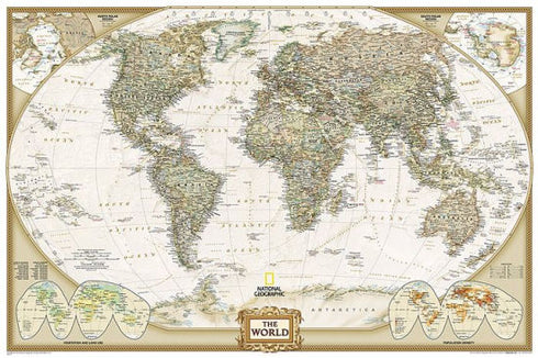 EXECUTIVE WORLD WALL MAP 24X36 ROLLED - NATIONAL GEOGRAPHIC