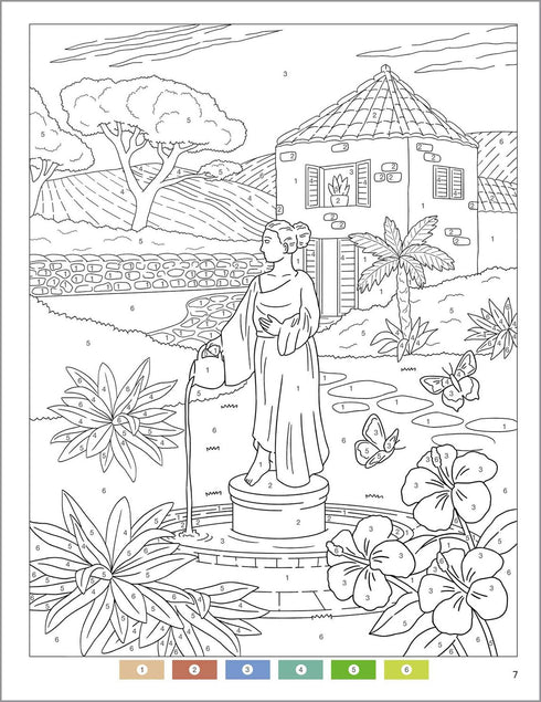 GARDEN RELAXATION COLOR BY NUMBER FOR ADULTS - ROCKRIDGE PRESS