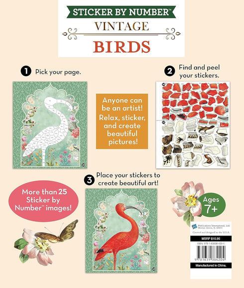 VINTAGE: BIRDS (STICKER-BY-NUMBER) - BRAIN GAMES