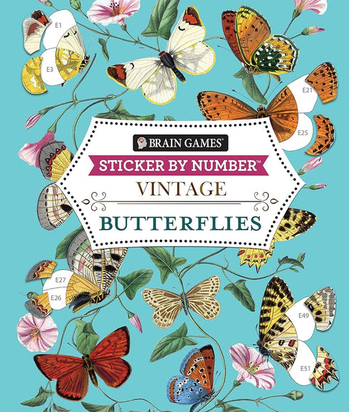 VINTAGE: BUTTERFLIES (STICKER-BY-NUMBER) - BRAIN GAMES