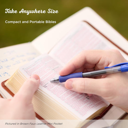 KJV HOLY BIBLE, MINI POCKET, FAUX LEATHER RED LETTER EDITION BURGUNDY