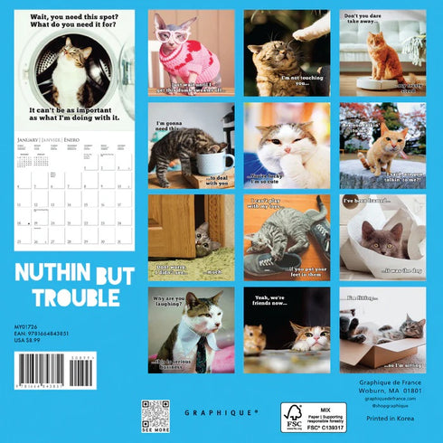 2026 NUTHIN' BUT TROUBLE 7X7 MINI WALL CALENDAR