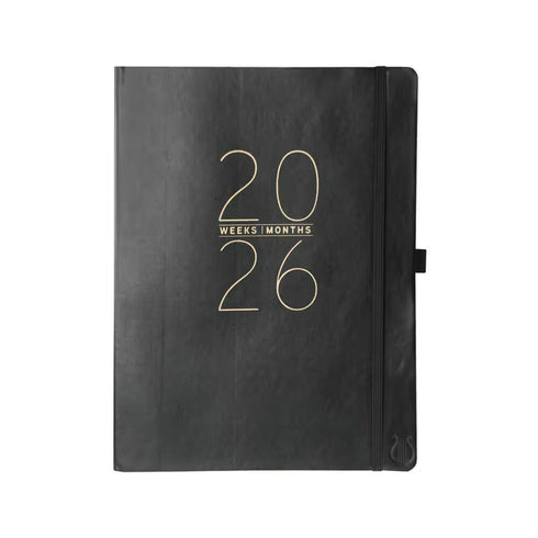 2026 8X10 BLACK APOLLO VEGAN LEATHER PLANNER