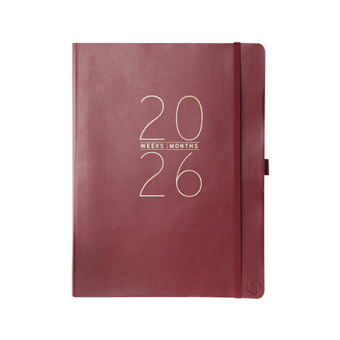2026 8X10 RED APOLLO VEGAN LEATHER PLANNER