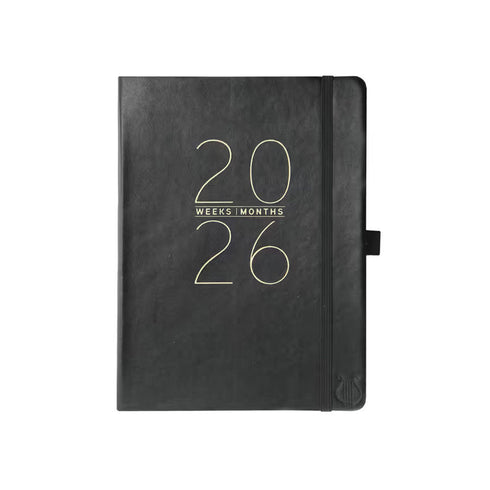 2026 6X8 BLACK APOLLO VEGAN LEATHER PLANNER