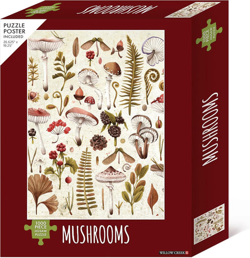 MUSHROOMS 1000 PIECE JIGSAW PUZZLE - WILLOW CREEK PRESS
