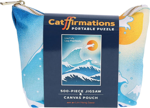 CATFFIRMATIONS 500 PIECE PORTABLE JIGSAW PUZZLE WITH CANVAS POUCH - SWEE