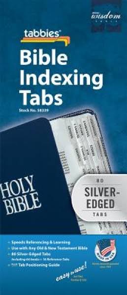 BIBLE TAB-PROTESTANT-SLV & BLK: CLASSIC SILVER-EDGED BIBLE TABS - TABBIES