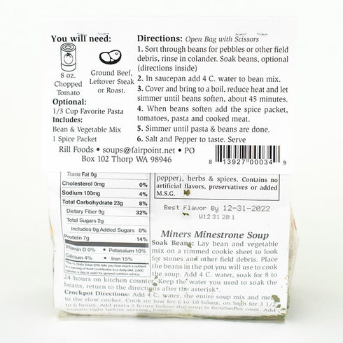 MINER'S MINESTRONE SOUP -SMALL