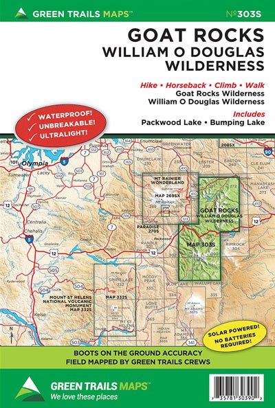 GT GOAT ROCKS - 303S WILLIAMS O DOUGLAS WILDERNESS GREEN TRAILS MAP