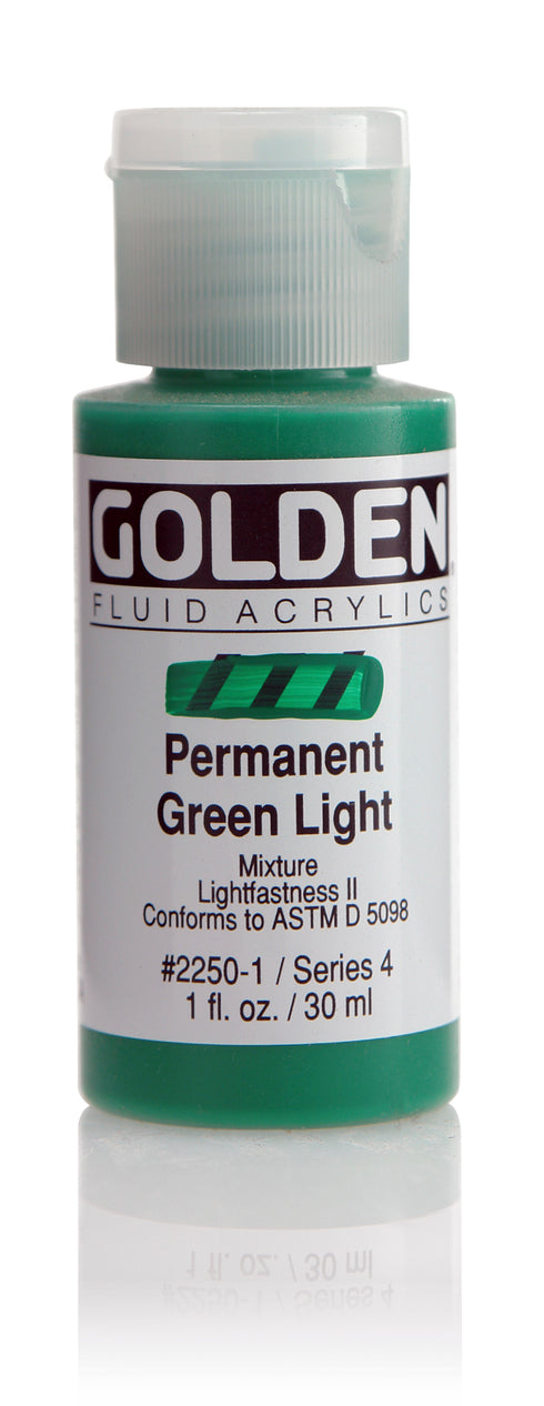 GOLDEN FLUID ACRYLIC PERM.GREEN LT. 1 OZ