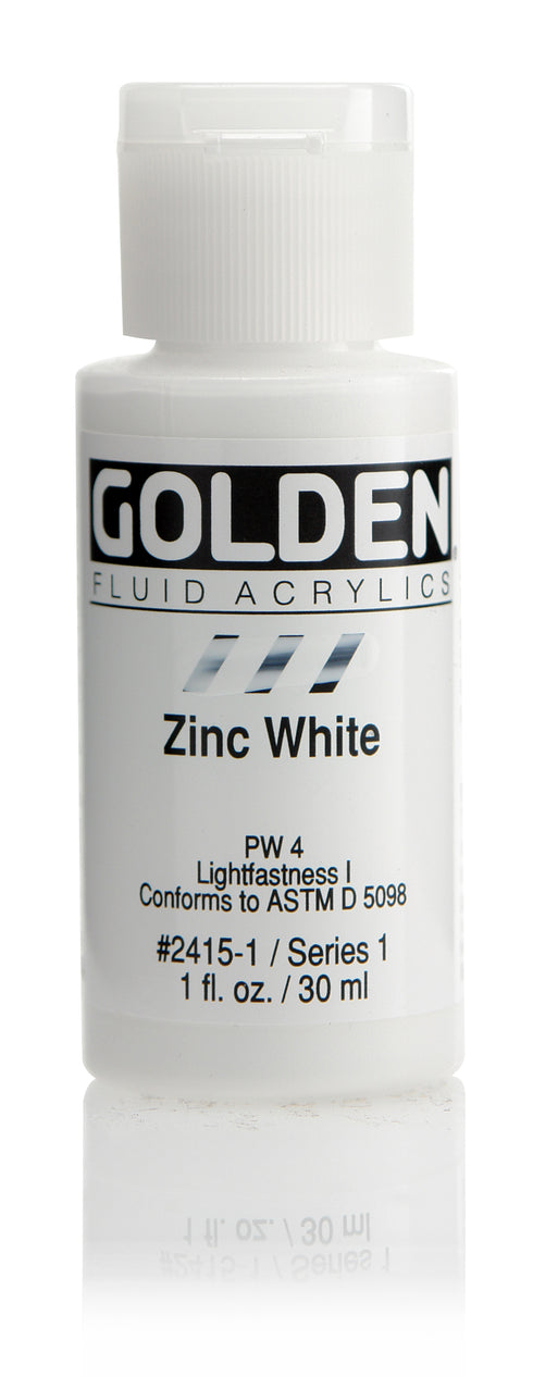 FLUID ACRYLIC PAINT ZINC WHITE 1OZ
