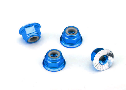 NUTS 4MM FLANGED LOCK BLUE TRA1747R