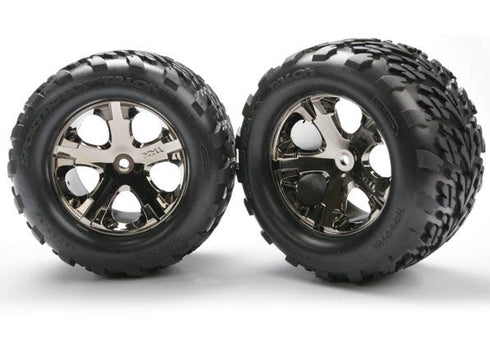 TRAXXAS 3668A TALON 2.8" TIRES ASSEMBLED ON ALL-STAR BLACK-CHROME WHEELS
