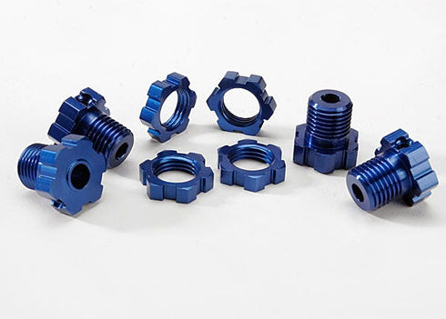 WHEEL HUB/NUTS 17MM SPLND BLUE TRAXXAS 5353X