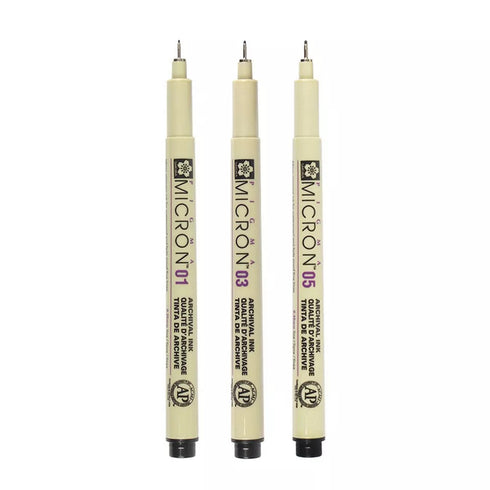 3PC MICRON PEN BLACK SET