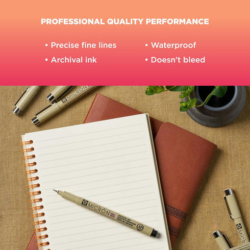 6PC MICRON PLASTIC NIB PEN SET