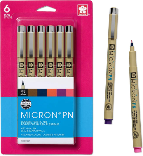6PC MICRON PLASTIC NIB PEN SET