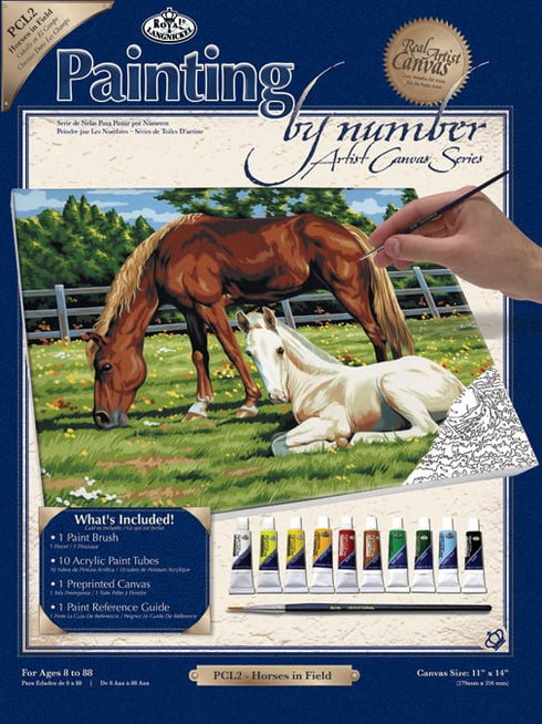 HORSES IN FIELD PAINT BY NUMBER CANVAS LARGE