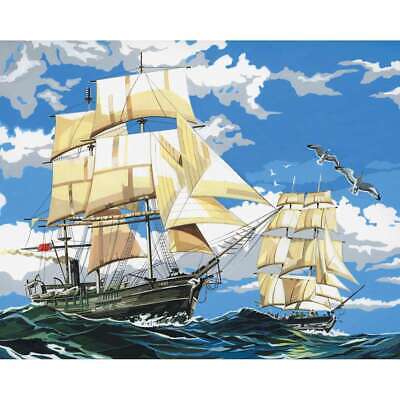 SAILING SHIPS PAINT BY NUMBER CANVAS LARGE