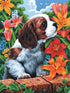 PUPPY & FLOWERS PAINT BY NUMBER CANVAS SMALL