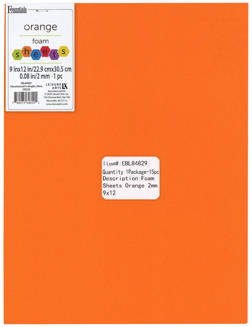 ORANGE 9X12 FOAM SHEET 2MM