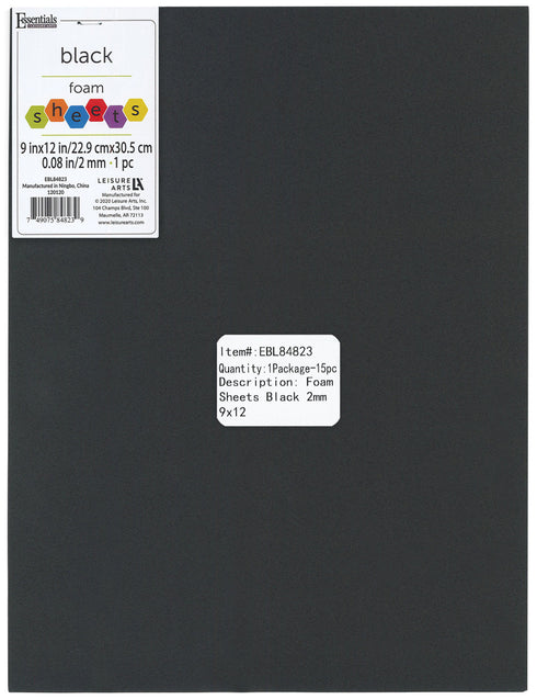 BLACK 9X12 FOAM SHEET 2MM