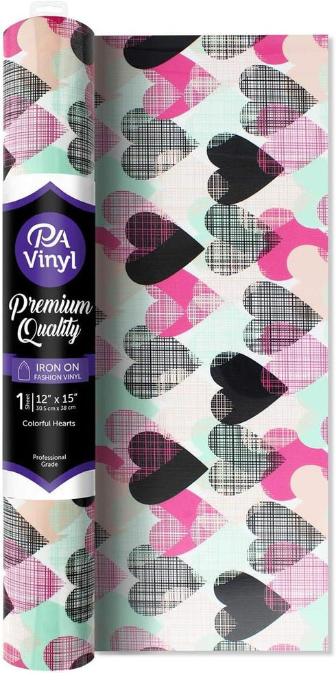 HEARTS IRON ON VINYL 12"X15"