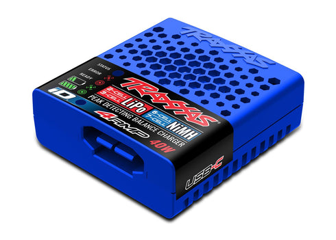 TRAXXAS USB-C BATTERY CHARGER, 40W MULTI-CHEMISTRY BALANCE CHARGER, BLUE