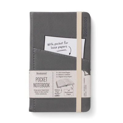 CHARCOAL A6 POCKET NOTEBOOK BY BOOKAROO (LINED)