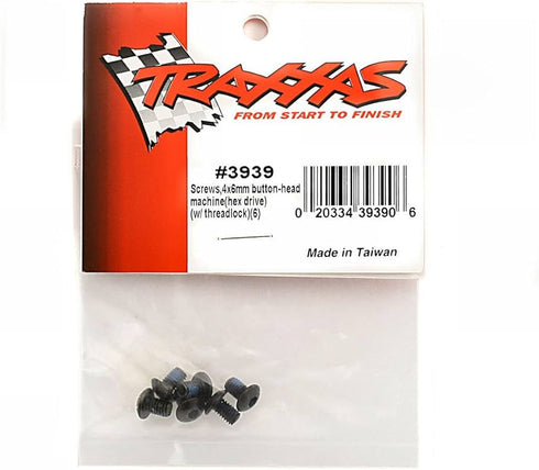 TRAXXAS 3939 BUTTON HEAD SCREWS (6) 4 X 6-MM (4X6MM) 1/10 E-REVO TRA3939