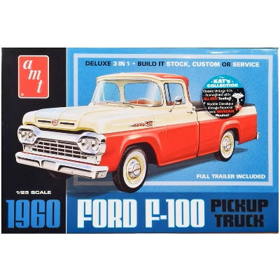 1960 FOR F-100 PICKUP WITH TRAILER 1:25 SCALE PLASTIC MODEL KIT