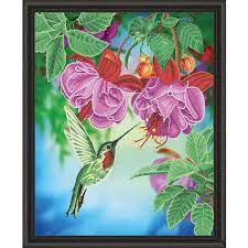 HUMMINGBIRD LARGE CRYSTAL ART MOUNTED KIT (19.7" X 15.75")
