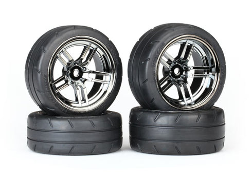 1.9" BLACK CHROME WHEELS & RESPONSE TIRES (4) 8375