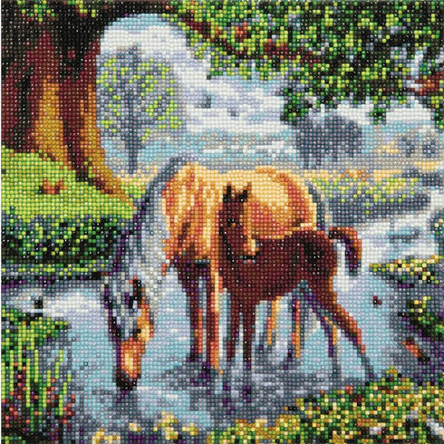 FELL PONIES MEDIUM CRYSTAL ART MOUNTED KIT (11.8" X 11.8")